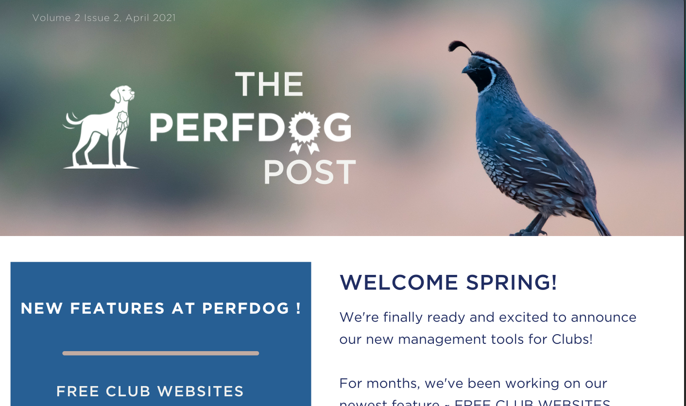 THE PERFDOG POST - April 2021 Newsletter